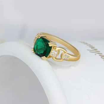 Fashion Green Square Cubic Zirconia Ringe til Kvinder Vintage Kvindelige Ring Smykker til Kvinder, Damer 4