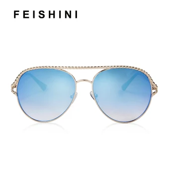 FEISHINI Spiral Kæde Metal Brand Design Pilot Mænd Pilot Solbriller til Unisex-Spejl 2020 Fashion Trendy Kvinder Solbrille Gradient 18460
