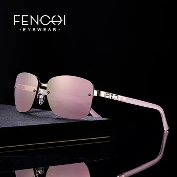 FENCHI Solbriller Kvinder Designer Mærke Luksus Uindfattede Retro solbriller Pink Spejl Rave Trendy Nuancer Oculos Feminino De Sol 4