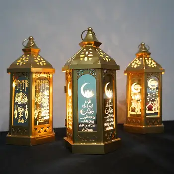 Fengrise Metal LED-Lys Lantern Festival Glad Eid Mubarak Ramadan Indretning til Hjemmet Islamiske Muslimske Part Forsyninger Eid Al Adha 13521