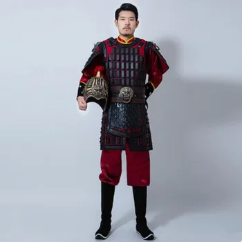 Film TV historiske generelt rustning tøj kinesiske antikke soldat kostumer til mænd kriger uniform til foto-studio halloween party 0