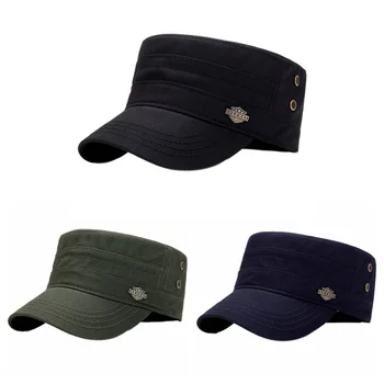 Flad Top Cap Fashion Trendy Justerbar Bærbare Parasol Hat Hat Militære Caps For Mænd 5