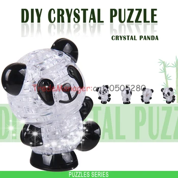 Flash panda indsætte puslespil blokke DIY plast 3D tre-dimensionelle crystal puslespil Hjem Indretning møbler 5372