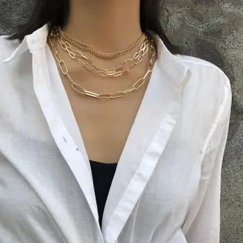 Flashbuy Mode Guld Multi Layered Kæde Choker Halskæde Til Kvinder 2020 Charme Tungmetaller Halskæde Collares Smykker Gave 4
