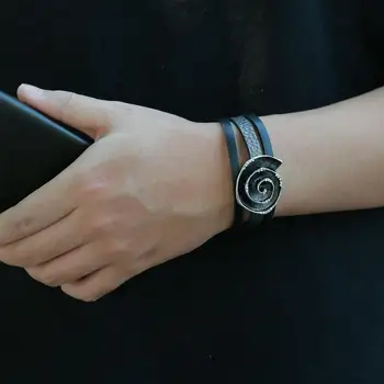FLASHBUY Nye Design Sort Læder Armbånd til Kvinder Rhinestone Geometriske Armbånd Smykker Valentine ' s Day Gave 4