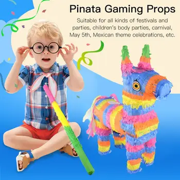 For Donkey Pinata Rainbow Kids Fødselsdag Part Forsyninger Spil Mini Legetøj Konfetti, Slik Rekvisitter Stick Simulering Æsel For Børn 0