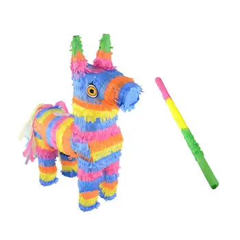 For Donkey Pinata Rainbow Kids Fødselsdag Part Forsyninger Spil Mini Legetøj Konfetti, Slik Rekvisitter Stick Simulering Æsel For Børn 4