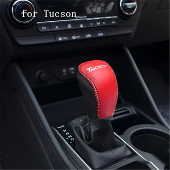 For Hyundai Tucson-2019 Ægte Læder Gear Skift Cover DA Gear Hoved Dække gearknop Bil styling 1