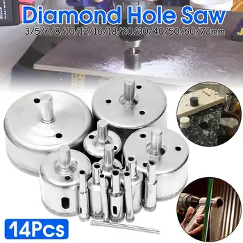 For Keramisk Porcelæn, Glas, Marmor Diamant Huller Så Bor 14Pcs/Set 3-70mm Diamant Holesaw Boret Værktøj 11147