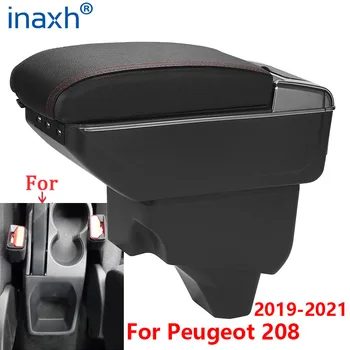 For Peugeot 208 Armlæn For Peugeot 2008 Bil Armlæn max 2019 2020 2021 Eftermontering dele Interiør opbevaringsboks tilbehør USB-LED 4