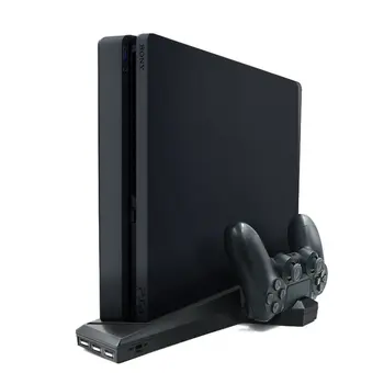 For PS4/PS4 Slank/PS4 Pro Lodret stilling med Ventilator Dobbelt Controller-Oplader, Oplader Til SONY Playstation 4 Køligere 1