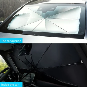 Forruden solsejl Paraply Udtrækkelig UV-Refleksion Auto Parasol Dække Foran Vinduet Solen for at Beskytte Bilen Let Opbevaring 5