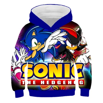 Foråret Efteråret Sonic 3D-Print Hættetrøjer Til Teen Piger Baby Dreng Børn Hooded Sweatshirt Børn Tøj med Lange Ærmer Pullover Top 0