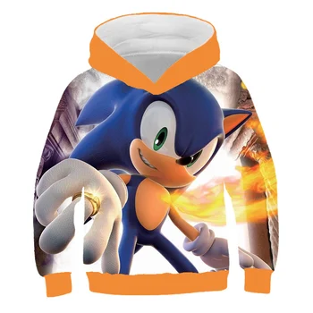 Foråret Efteråret Sonic 3D-Print Hættetrøjer Til Teen Piger Baby Dreng Børn Hooded Sweatshirt Børn Tøj med Lange Ærmer Pullover Top 2