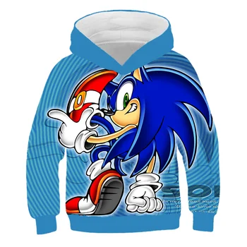Foråret Efteråret Sonic 3D-Print Hættetrøjer Til Teen Piger Baby Dreng Børn Hooded Sweatshirt Børn Tøj med Lange Ærmer Pullover Top 4