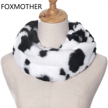 FOXMOTHER Nye Mode Faux Fur Ko Loop Cirkel Tørklæde Forfang For Kvinder Vinteren halsvarmer 5
