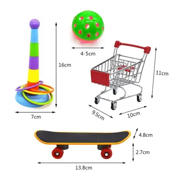 Fugl Papegøje Toy Sæt Mini-Supermarked, Shopping Cart Vogn Skateboard Toy Ring Bell Pet Interaktive Toy 3/4 0