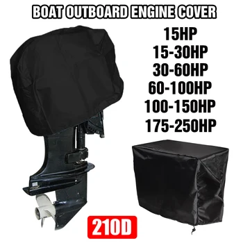 Fuld Udenbords Motor Båd Dækning Sort 210D Oxford Vandtæt Anti-ridse Tunge 15-250HK Påhængsmotor Protector 3
