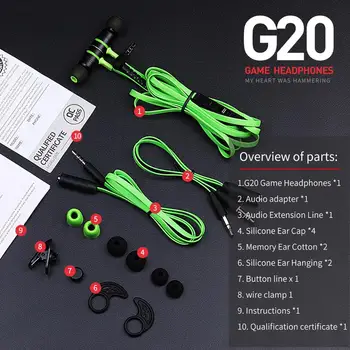 G20-hammerhead Gaming Headset gamer Stereo Bas gaming hovedtelefoner med mikrofon Magnetiske Oprindelige 2,2 M kabelforbundne Hovedtelefoner til telefonen 5