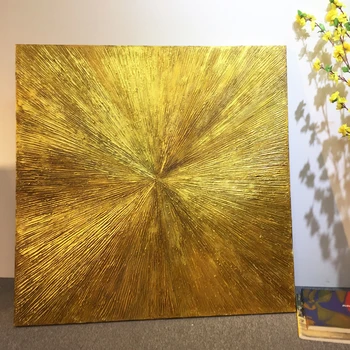 Geometriske Guld kunst olie abstrakt maleri på lærred akryl tekstur væg kunst billeder til stuen quadros caudros decoracion 5