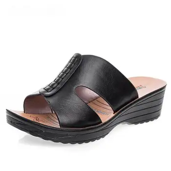 GKTINOO Mode dias ægte læder hjemmesko kvinder sko 2020 sommer kiler uden damer tøfler stor størrelse 35-41 0