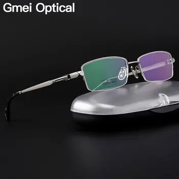 Gmei Optisk Ultralet Ren Titanium Halvdelen Rim Briller Ramme For Business Mænd Nærsynethed Læsning Recept Briller LB6615 5