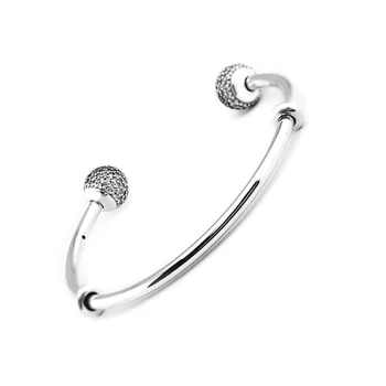 Gnister Åbne Armbånd i Sølv Armbånd Til Kvinde DIY med Perler og Charms Ægte Sterling Sølv Mode Smykker Armbånd 0