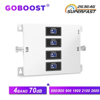 GOBOOST 70dB Fire-band gsm 2g 3g 4g forstærker repeater LTE 800 850 900 1800 2100 2600 signal booster 4g mobile netværk antenne 1101
