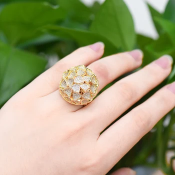 GODKI Luksus BLAD Cluster Erklæring Store Ringe For Kvinder Bryllup Crystal Zircon Dubai Brude Finger Ringe, Smykker Afhængighed 2018 4180