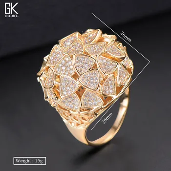GODKI Luksus BLAD Cluster Erklæring Store Ringe For Kvinder Bryllup Crystal Zircon Dubai Brude Finger Ringe, Smykker Afhængighed 2018 4