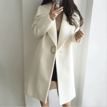 GOOHOJIO Vinter Elegant Uld Blanding koreanske Kvinder Lange Frakker, Mode, Vintage Minimalistisk Uldne Frakke Kamel Oversize Outwear 0
