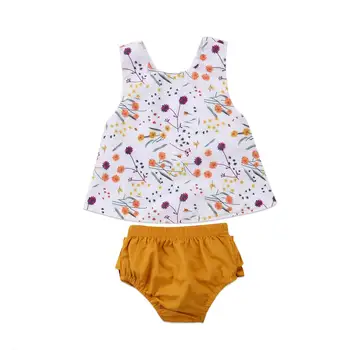 Gratis forsendelse 2stk Buksetrold Barn Baby Pige Sommer Tøj Blomster T-Shirt, Toppe, Shorts Sæt Tøj 3