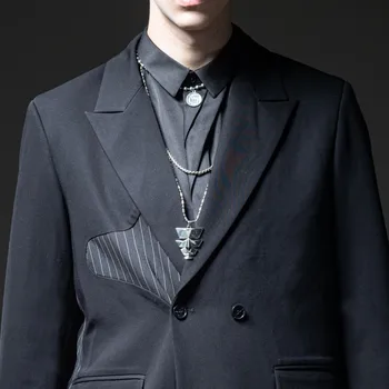 Gratis Forsendelse Nye mænd MANDLIGE mode 2020 jakke dark stribet suit blazer BC203106011 og Harem Bukser BC203117016 2 stk sæt 5