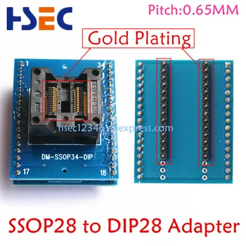 Gratis forsendelse SSOP28 at DIP28 Adapter ic test Socket BRED 0.65 mm Pitch støtte SSOP20 SSOP24 SSOP8 adapter 3