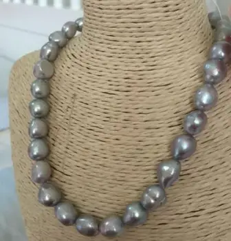 Gratis forsendelse Ædle smykker enorm Naturlig south seas grå barok perle halskæde 1