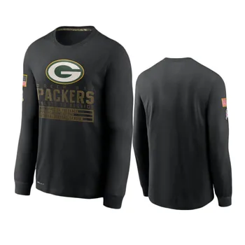 Green Bay Mænd Sort Packers 2020 Hilsen til Service Bibeskæftigelse Performance langærmet T-Shirt - S-4XL 4920