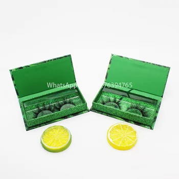 Grønt Blad Rektangel Mink-Vipper, Max Luksus 25mm kryds og tværs Mink Øjenvipper Natur 3D-Eyelash Brugerdefinerede Lash Emballage med Logo 2760