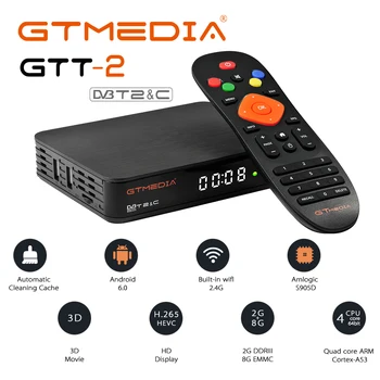 GTMEDIA GTT2 Smart TV-Boks DVB-T2/C 2g+8g 1080p android 6.0 Amlogic S905D 4K H. 265 Indbygget Wifi 2,4 G IPTV-Sep-Top Boks