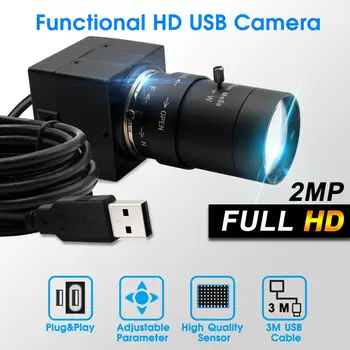 H. 264 CCTV Sony IMX322 5-50 mm Varifocal Linse Mini-USB-Webcam-Kamera, 1080P HD-Android, Linux Windows til PC Video-Konference 10846