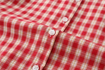 H. SA Plaid Shirt Til Kvinder 2020 Nye Casual Løs Røde Bluser Tøj Revers Lange Ærmer-Knappen Shirt Lace-Up damer Frakke Toppe 1
