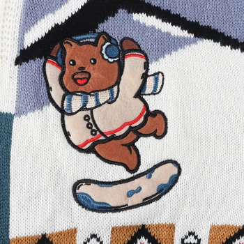 Harajuku Pullover Sweater Mænd Bære Skiløb Print Strikkede Trøjer Hip Hop Vintage Street Tøj 2020 Vinter Retro Trøje Mandlige 0