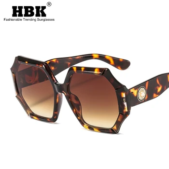 HBK Nye Retro Overdimensionerede Solbriller Kvinder Mænd Mode Eyewear Unisex Trendy Pearl Polygon Sol Briller Nuancer UV400 Gafas De Sol 9654