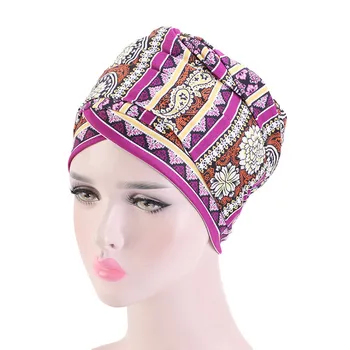Helisopus Nye Mode Trykt Kvinder Wrap Dit Hoved Muslimske Tørklæde Lange Hale Turban Arabiske Hat Chemo Caps Hår Tilbehør