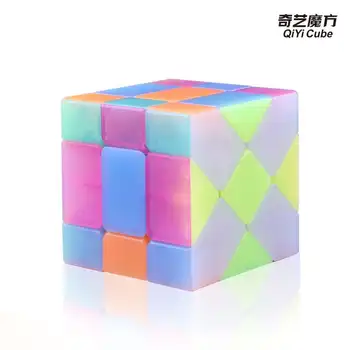 HelloCube Qiyi Fisher 3x3x3 Magic Cube Mærkelige Form cubo magico Carbon Fiber klistermærker speed cube pædagogiske drenge legetøj 5514
