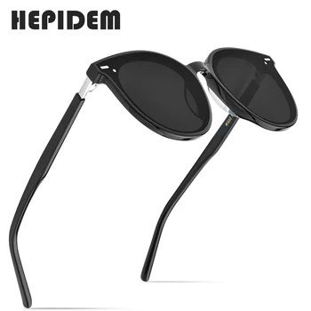 HEPIDEM Nye Acetat Runde Solbriller Retro Mænd Blid Brand Designer solbriller til Kvinder Vintage Spejlet UV400 gm-Øst 0