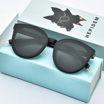HEPIDEM Nye Acetat Runde Solbriller Retro Mænd Blid Brand Designer solbriller til Kvinder Vintage Spejlet UV400 Sort 0