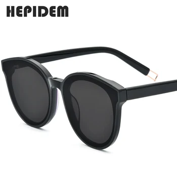 HEPIDEM Nye Acetat Runde Solbriller Retro Mænd Blid Brand Designer solbriller til Kvinder Vintage Spejlet UV400 Sort 3