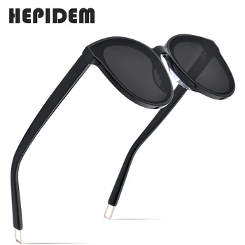 HEPIDEM Nye Acetat Runde Solbriller Retro Mænd Blid Brand Designer solbriller til Kvinder Vintage Spejlet UV400 Sort 4