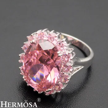 Hermosa Perfekt Skinnende Pink Kunzite Sweet LOVE GAVE Romantisk Dame Ring Størrelse 7# 8# 9# HERMOSA Sweetie Gave 0