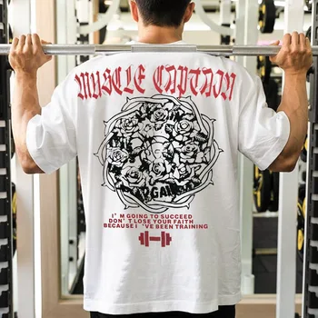 Herre Løbe t-Shirt Gym Sport T-shirts til Mænd Kort Ærme Fitness-Bodybuilding T-shirt, Sportstøj Bomulds-Tshirt Uddannelse Tee Toppe
